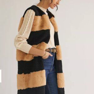Striped Faux Fur Vest by Anthropologie (One Size)
